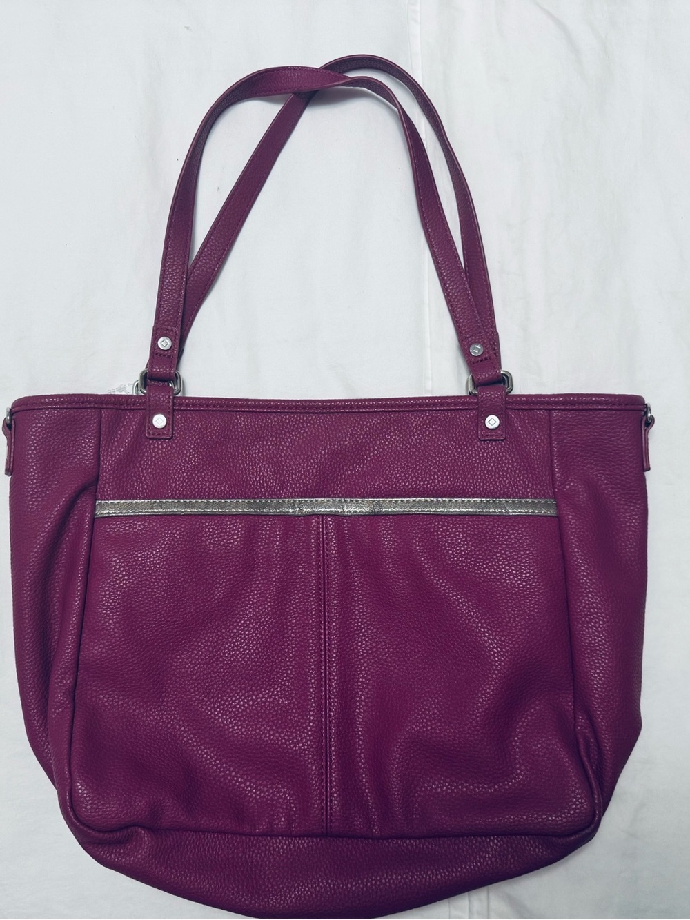 Tignanello Raspberry Pink Pebbled Leather Shoulder Tote - Picture 4 of 6